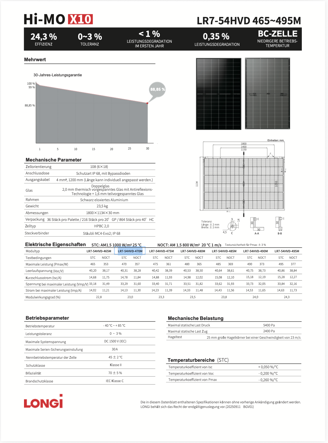 Longi Solar 470W Glas/Glas transparent/FullBlack