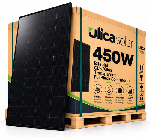ULICA SOLAR BIFACIAL GLAS/GLAS SOLARMODULE 450W FULLBLACK / TRANSPARENT