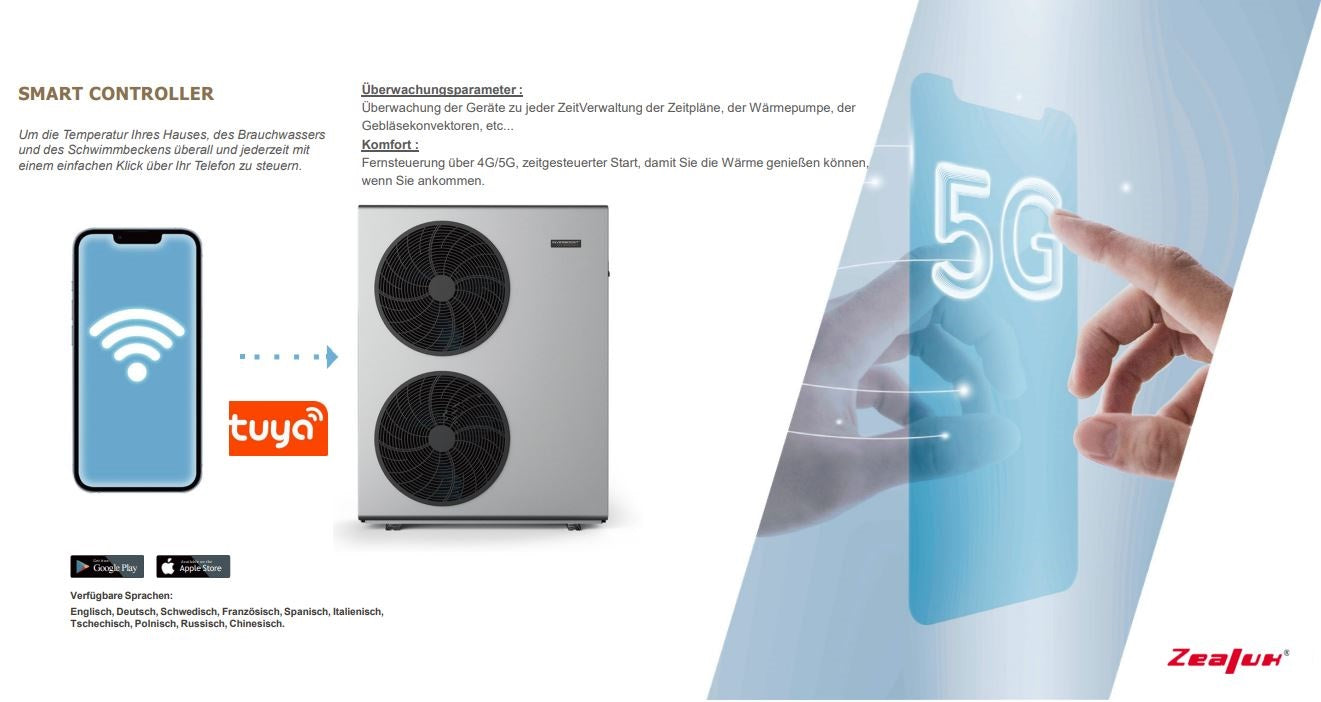 Pompa ciepła Zealux 7kW / 10kW / 12kW / 16kW, czynnik chłodniczy R32