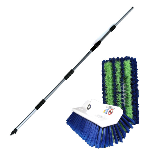 Szczotka do czyszczenia modułów słonecznych, w tym drążek teleskopowy