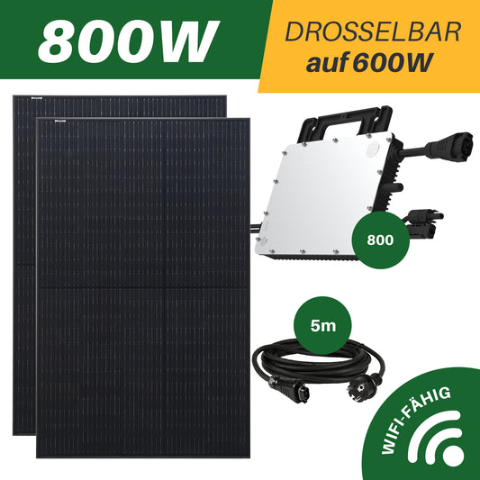 Balkonkraftwerk 800W steckfertig 2x 420W Solarmodule + Hoymiles HMS800