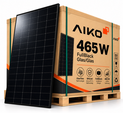 Solární moduly AIKO Glass/Glass 460W v plné černé barvě