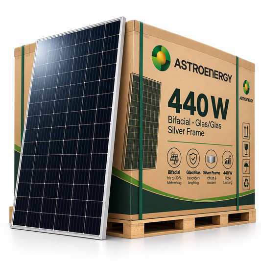 AstroEnergy SOLAR BIFACIAL GLAS/GLAS SOLARMODULE 440W silver Frame