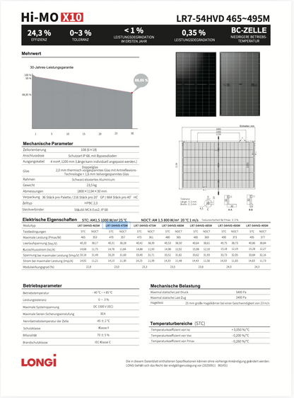 Longi Solar 470W Glas/Glas transparent/FullBlack