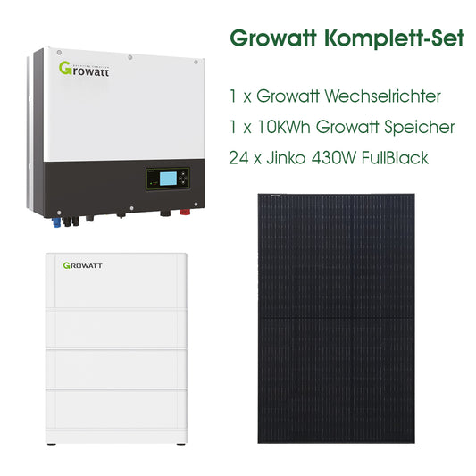 Growatt 10kWh Komplettsystem inkl. 10,24kWh Speicher und inkl. Lieferung deutschlandweit