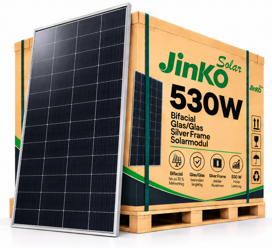 Jinko  SOLAR BIFACIAL GLAS/GLAS SOLARMODULE 530W silver Frame