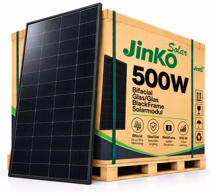 JINKO SOLAR BIFACIAL GLAS/GLAS SOLARMODULE 500W BLACKFRAME