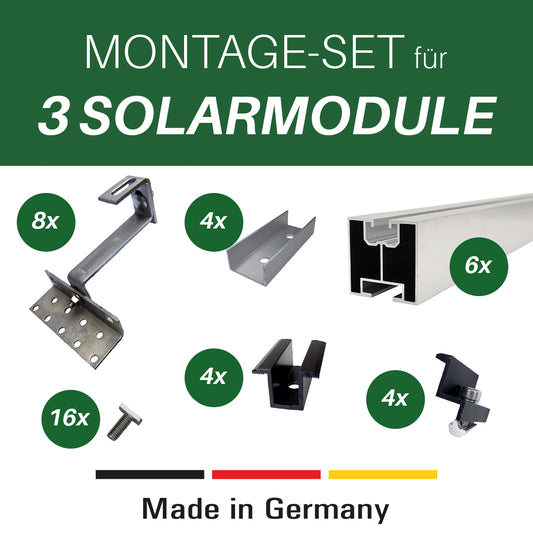 Montage Set für 3 Solarmodule