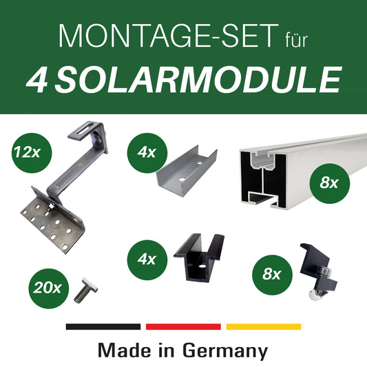 Montage Set für 4 Solarmodule/ Montage Balkonkraftwerk