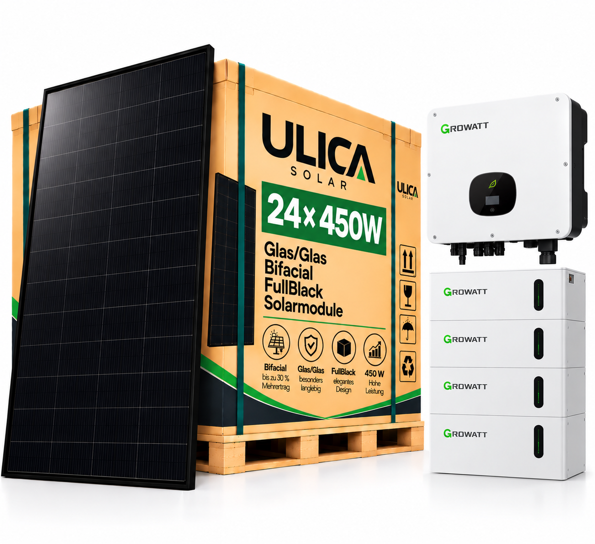 Kompletní systém Growatt 10 kWh včetně skladování 10,24 kWh a dodávky po celém Německu