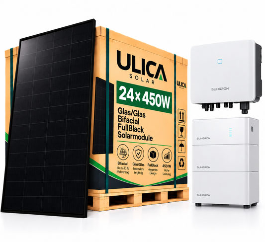 Kompletní systém Sungrow 10kW včetně úložiště 9,6 kWh s moduly FullBlack a dodáním po celém Německu