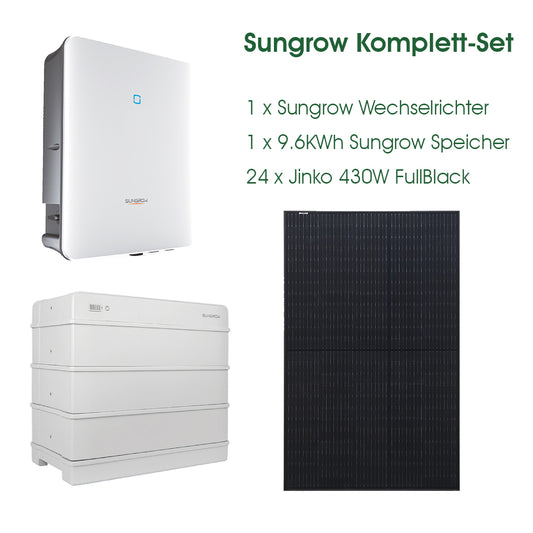 Sungrow 10kW Komplettsystem inkl. 9,6kWh Speicher mit FullBlack Modulen und Inkl. Lieferung deutschlandweit